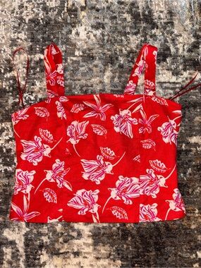 Joie Red Floral Cami with Pink Blossom Print